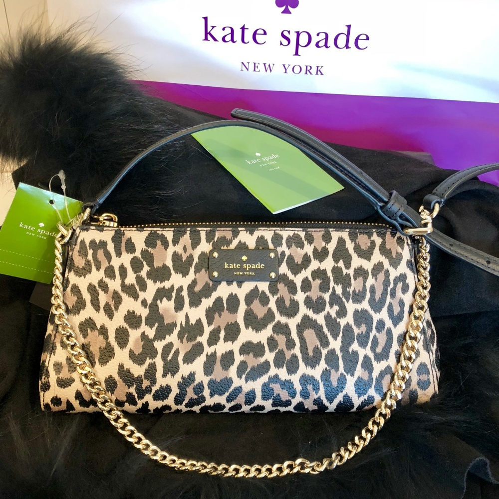NWT Kate Spade Leopard Jane Chain Bag Grove St - Picture 5 of 8